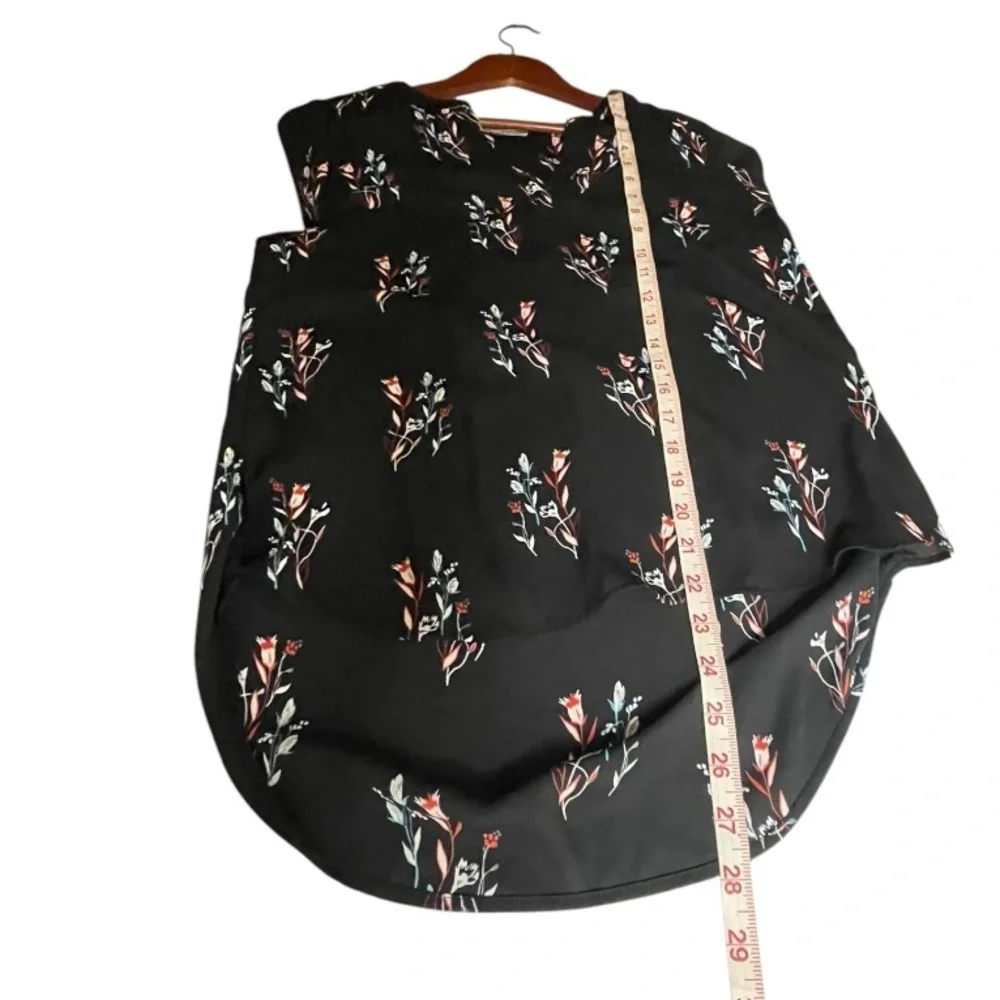 Daniel Rainn Womens Hi-Low Split Neck Blouse Top Size: S Color: Black Flora - Picture 7 of 10